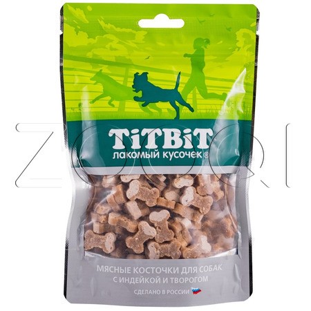 TiTBiT Косточки мясные для собак с индейкой и творогом, 145 г