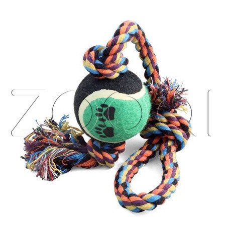 Triol Игрушка для собак "Верёвка с петлей, 2 узла и мяч"
