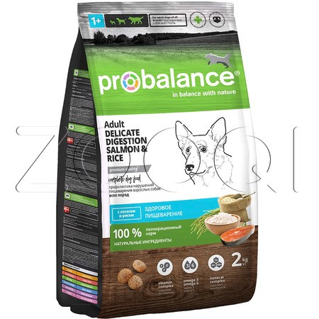 Probalance Delicate Digestion Adult для взрослых собак всех пород с чувствительным пищеварением (лосось, рис)