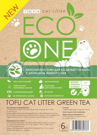 ECO ONE Наполнитель Тофу для кошачьего туалета с ароматом зеленого чая