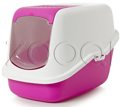 Туалет-домик "SAVIC" "Nestor" для кошек, 56 x 39 x 38.5 см,белый/светло-розовый, пластик