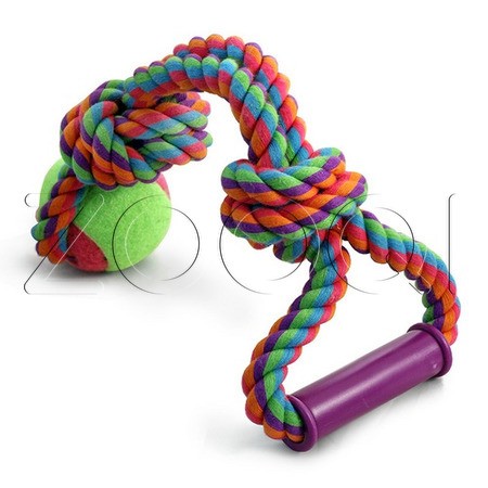 Triol Игрушка для собак "Верёвка с ручкой, 2 узла и мяч"