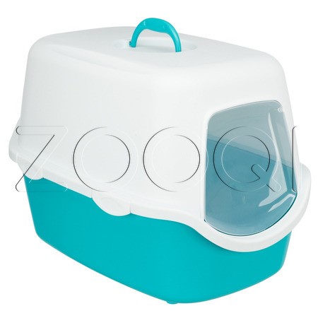 TRIXIE Туалет-домик «Vico» с крышкой для кошек, аквамарин/белый, 40х40х56 см