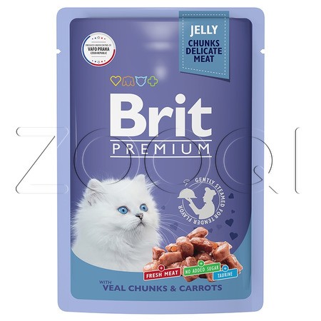 Brit Premium Пауч для котят телятина с морковью в желе, 85 г