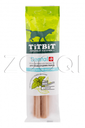 TiTBiT ДЕНТАЛ+ Снек с мясом индейки для собак средних пород, 85 г