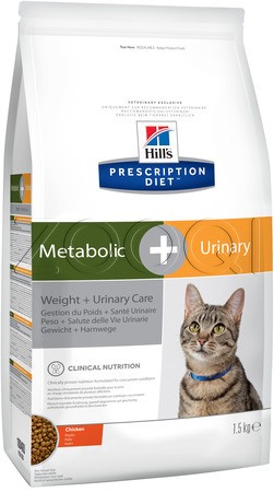 HILL'S Prescription Diet Metabolic + Urinary Feline dry, диетический, при мочекаменной болезни, 1.5 кг
