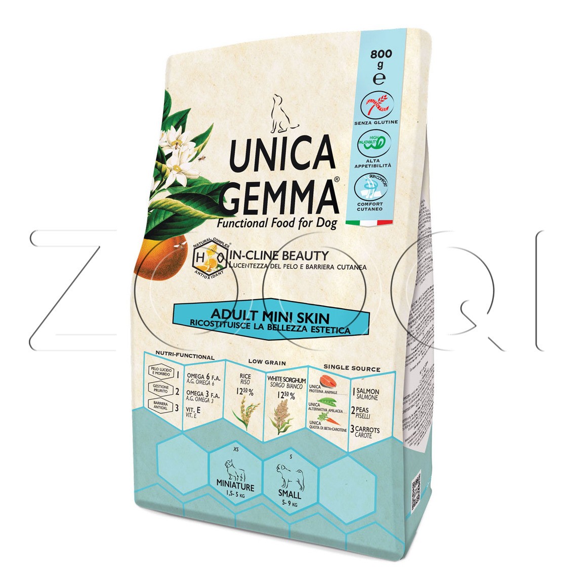 Корм для собак уника. Unica Gemma Adult Mini Skin (лосось и горох), 800 гр. Уника корм для собак. Итальянский корм unica.