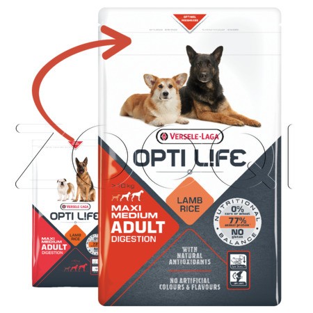 Opti Life Adult Digestion Medium & Maxi (ягненок и рис)