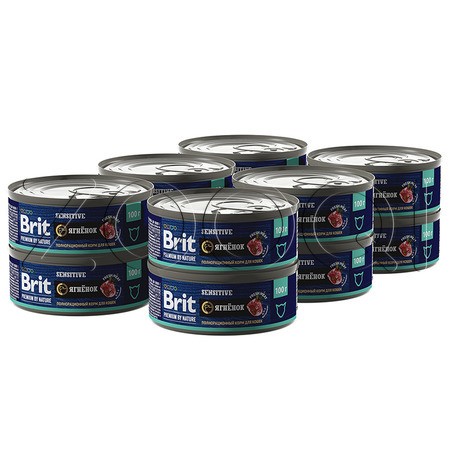 Brit Premium by Nature Sensitive с мясом ягнёнка для кошек с чувствительным пищеварением, 100 г