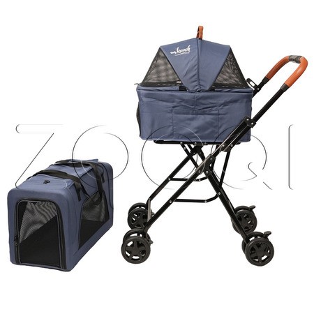 Mr.Kranch Коляска прогулочная двойная для собак и кошек, голубая