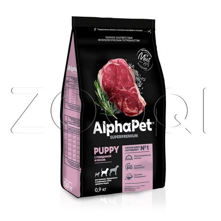 Корм AlphaPet Superpremium Puppy для щенков (говядина, рис)