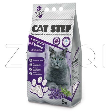 Cat Step Compact White Lavеnder Белый комкующийся минеральный наполнитель (лаванда)