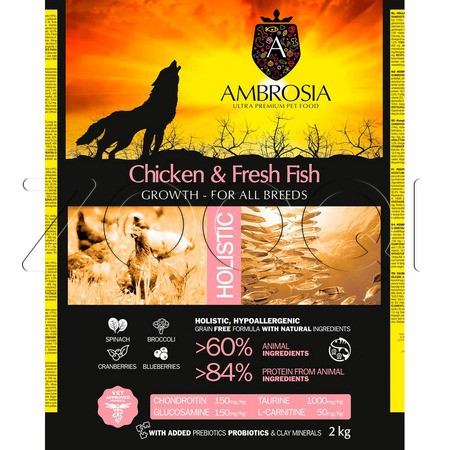 Ambrosia Grain Puppy Chicken & Fresh Fish для щенков всех пород (курица, рыба)