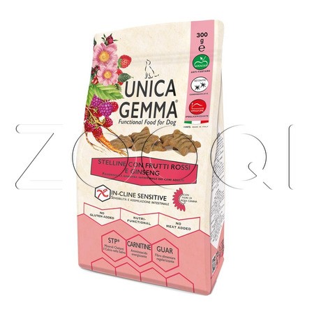 Печенье Unica Gemma Звёздочки для собак всех пород (красные фрукты, женьшень) 300 г
