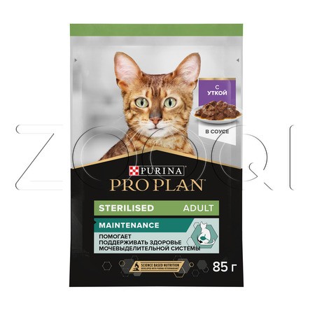 Purina Pro Plan Maintenance Sterilised Adult для взрослых стерилизованных кошек (кусочки с уткой в соусе), 85 г