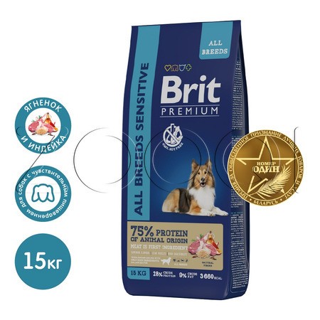 Корм Brit Premium Dog Sensitive для собак (баранина, индейка)