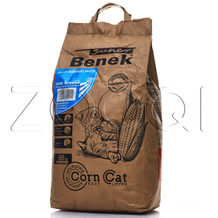Super Benek Corn Cat Кукурузный наполнитель для кошачьего туалета (морской бриз)