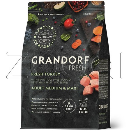 Корм Grandorf Dog Fresh Adult Medium/Maxi для собак (индейка, батат)