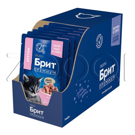 Пауч Брит Премиум Kitten для котят (белая рыба в соусе), 85 г