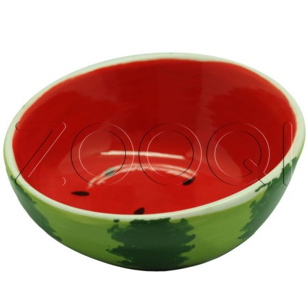 №1 Миска керамическая зеленая в форме арбуза, 140 мл