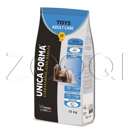Корм Unica Forma Toys Adult Care для собак (ягненок), 15 кг
