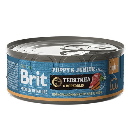 Brit Premium by Nature Puppu & Junior с телятиной и морковью для щенков всех пород, 100 г