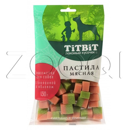 TiTBiT Пастила мясная с говядиной и яблоком для собак, 130 г