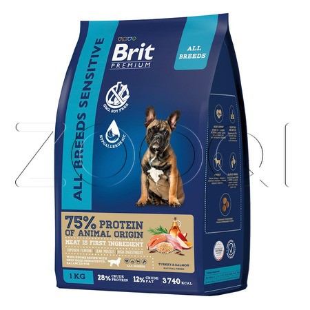 Brit Premium Dog All Breeds Sensitive с лососем и индейкой для взрослых собак всех пород