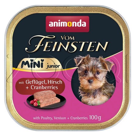 Паштет Vom Feinsten Mini Junior для собак (птица, оленина, клюква), 100 г