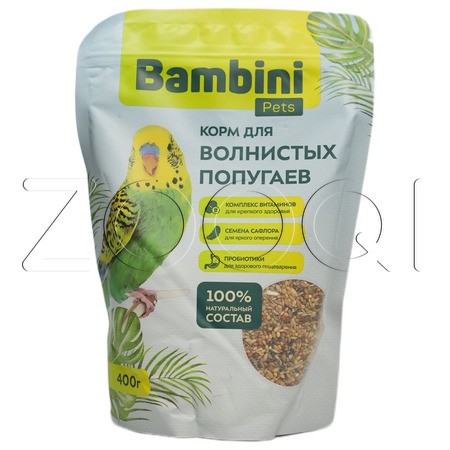 Корм Bambini Pets для волнистых попугаев, 400 г