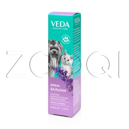 VEDA Крем-бальзам противовоспалительный фитокомплекс с маслом шалфея для собак и кошек, 30 мл