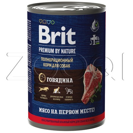 Brit Premium by Nature Консервы с говядиной для взрослых собак всех пород, 410 г