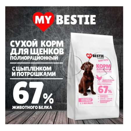 Корм MуBestie Classic для щенков (цыпленок, потрошки)