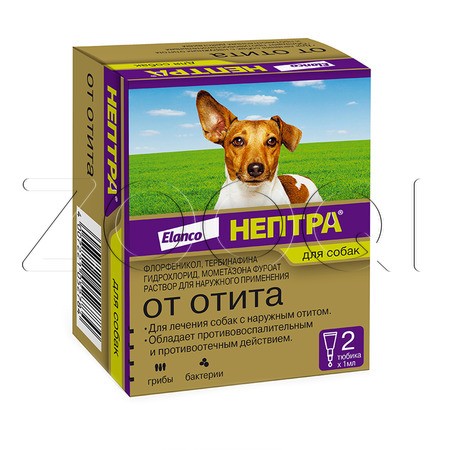 Нептра Ушные капли для собак (2 тюбика)