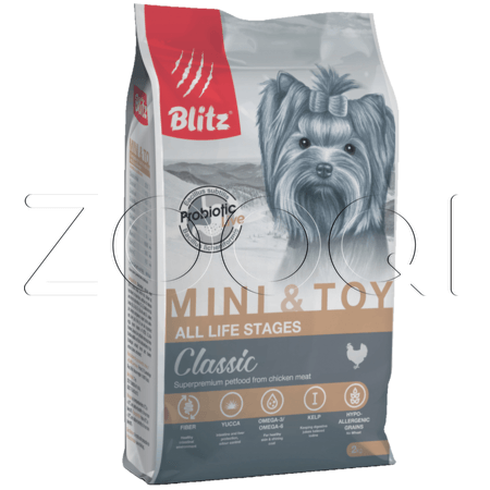 Blitz Classic Mini & Toy Breeds Dog All Life Stages для собак мелких пород всех возрастов (Курица с рисом)