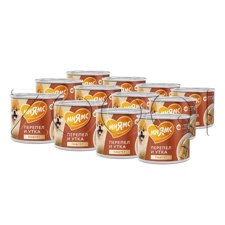 Паштет Мнямс «Сильный иммунитет» для собак (перепел, утка), 200 г