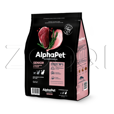 Корм AlphaPet Superpremium Senior для кошек (кролик, утка)