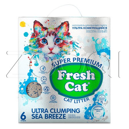 Fresh Cat Бентонитовый комкующийся наполнитель лотка «Sea Breeze», 6 л