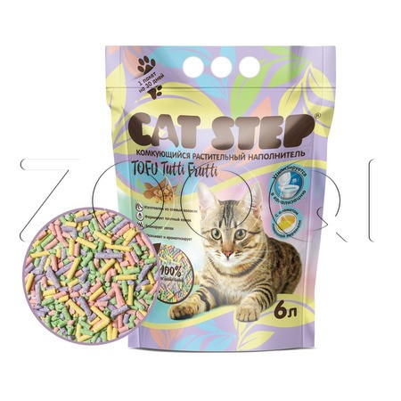Cat Step Tofu Tutti Frutti Растительный комкующийся наполнитель (лимонная карамель)