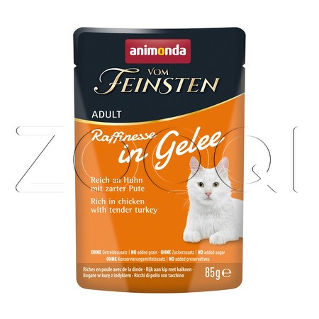 Пауч Vom Feinsten для кошек (курица, индейка в желе), 85 г