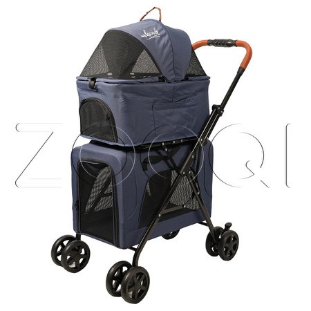 Mr.Kranch Коляска прогулочная двойная для собак и кошек, голубая