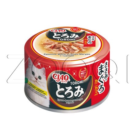 Консерва INABA CIAO Toromi для кошек (куриное филе, тунец Магуро, сурими), 80 г