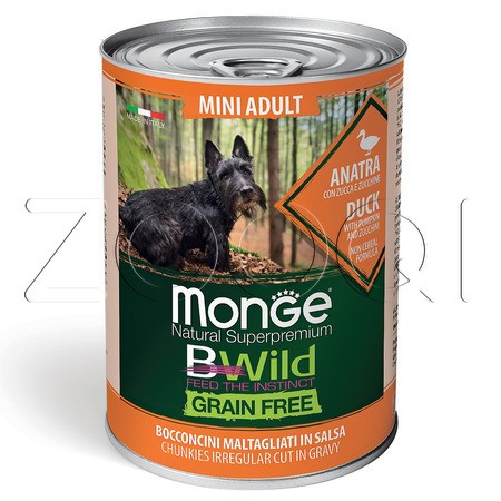 Monge Dog BWild Grain Free Mini Adult Duck для взрослых собак мелких пород (утка), 400 г
