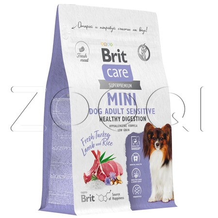 Brit Care Mini Dog Adult Sensitive Healthy Growth с индейкой и ягненком для взрослых собак мини пород