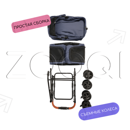 Mr.Kranch Коляска прогулочная двойная для собак и кошек, голубая