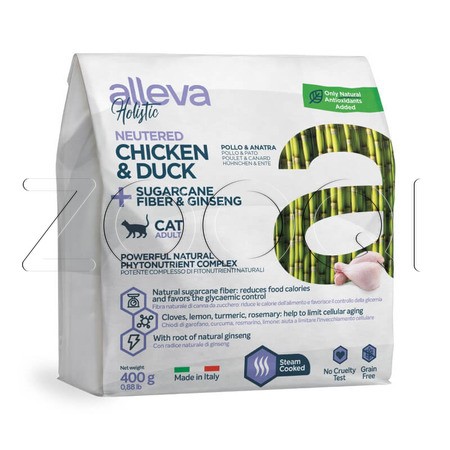 Alleva Holistic Neutered Adult Cat с курицей и уткой для кастрированных котов и стерилизованных кошек