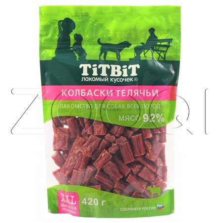 TiTBiT Колбаски телячьи для собак всех пород (XXL выгодная упаковка), 420 г