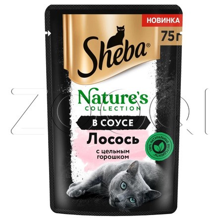 Sheba Nature's Collection для кошек (лосось с цельным горошком и морковью в соусе), 75 г