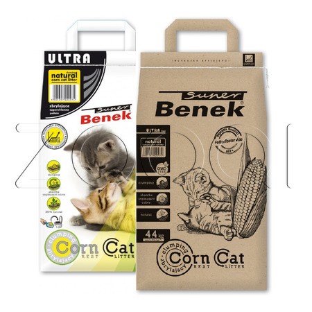 Super Benek Corn Cat Ultra Natural Кукурузный наполнитель для кошачьего туалета (натуральный), 7 л