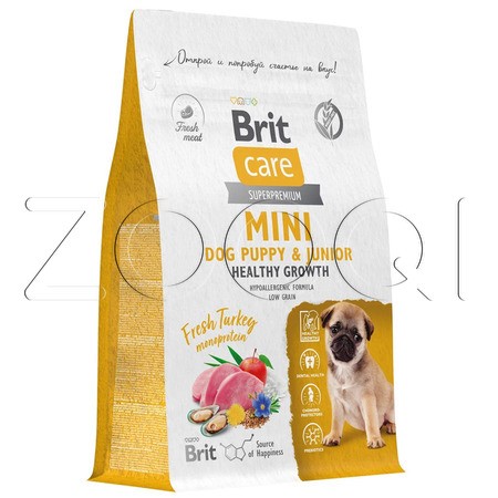 Корм Brit Care Mini Dog Puppy & Junior Healthy Growth для щенков (индейка)